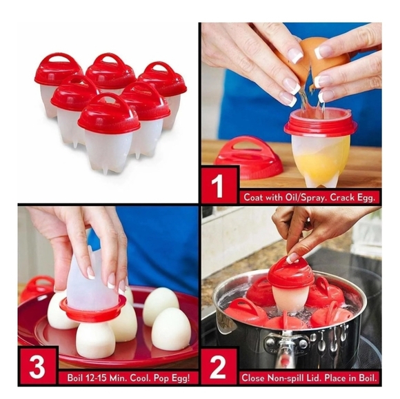 🆕️Egglettes Bundle-2 Silicone Egg Cooking Cups, 4-Pack, for Boiling Eggs - Picture 3 of 5